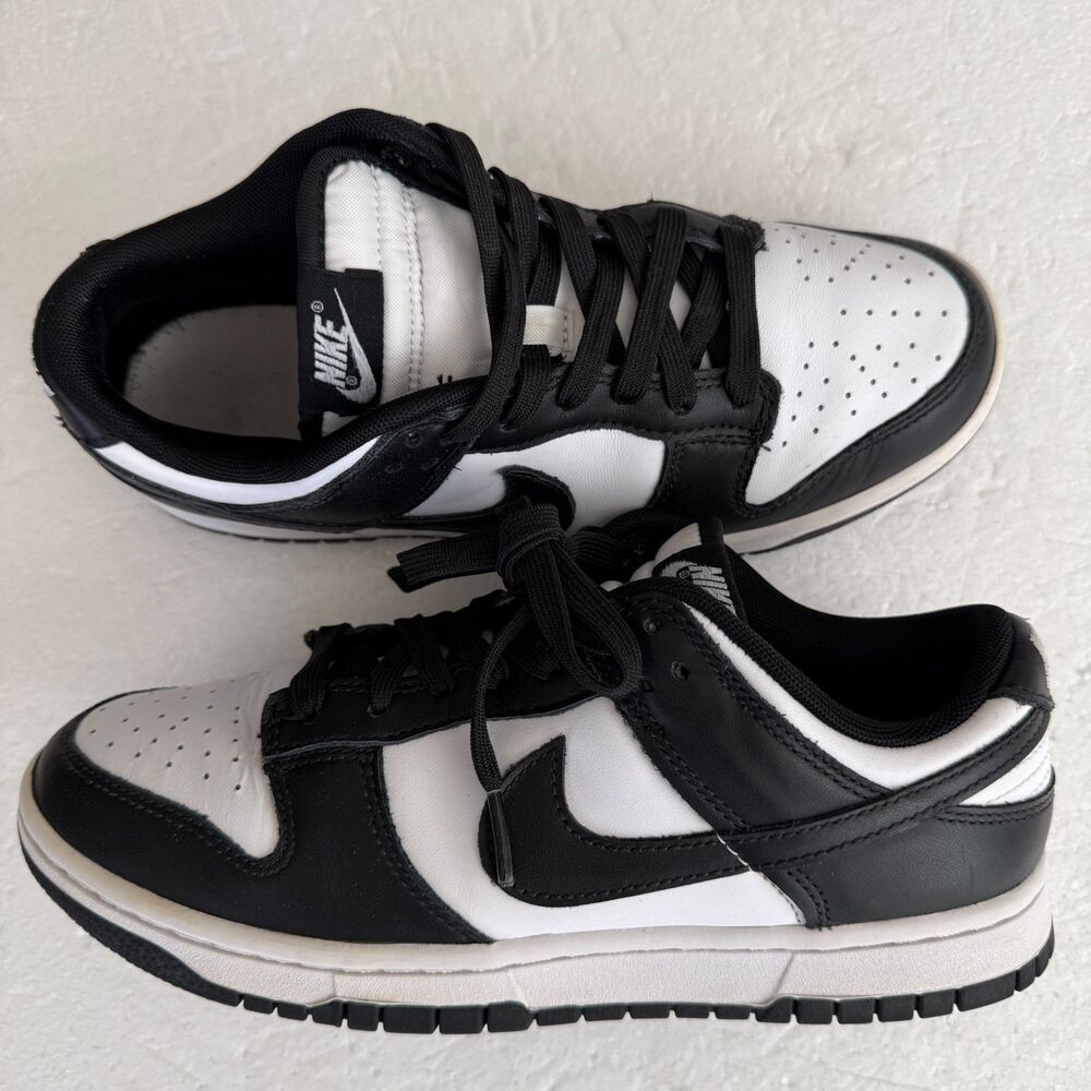 Size 7 Nike Dunk Low Panda Men's Colorblock Lace Up Black White Athletic Sneaker